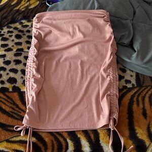 SHEIN Pink Ribbed Scrunch Tie Skirt